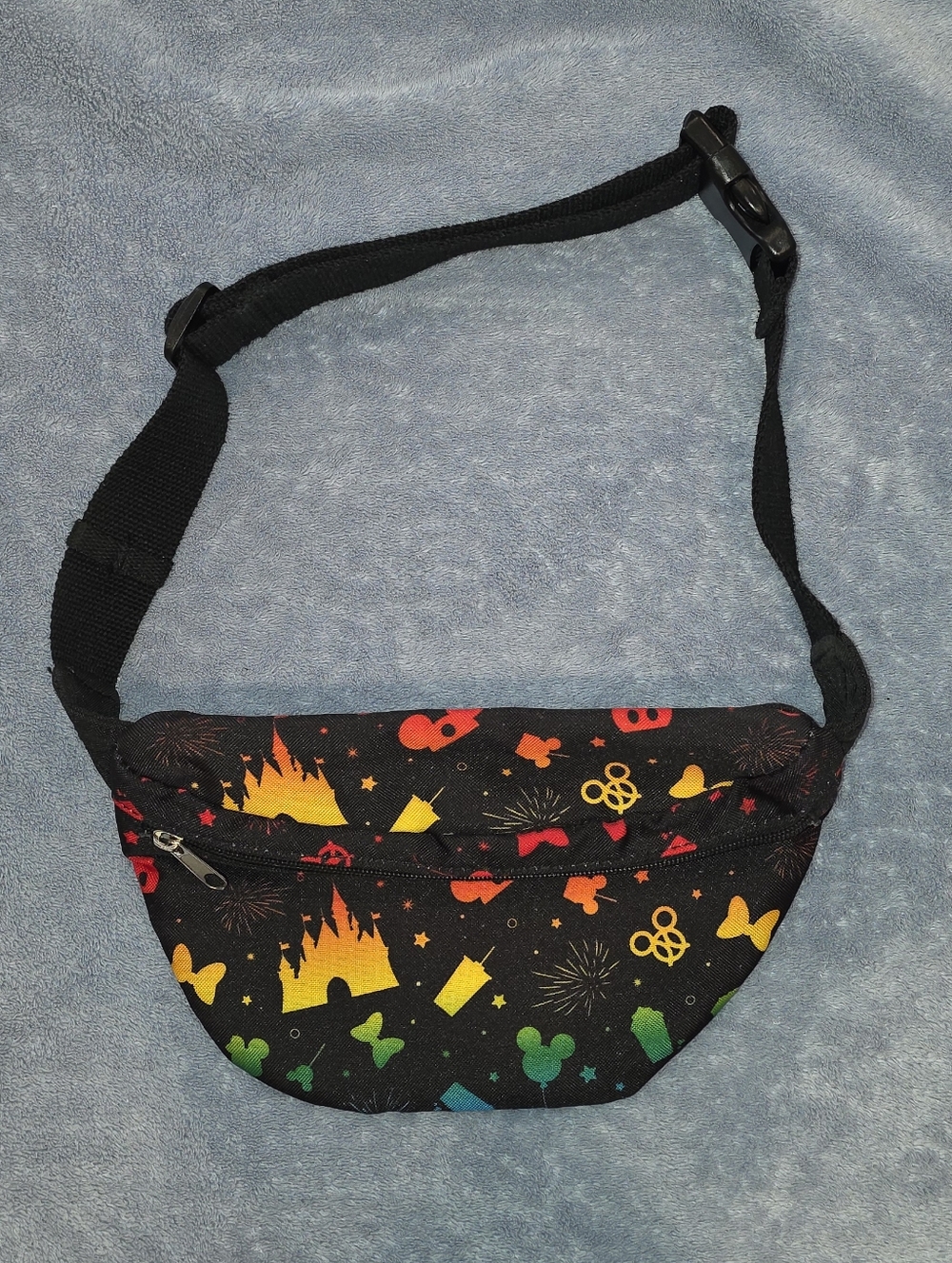 Disney Parks Mickey Snacks Attraction Icons Rainbow Ombre Belt Bag Fanny Pack